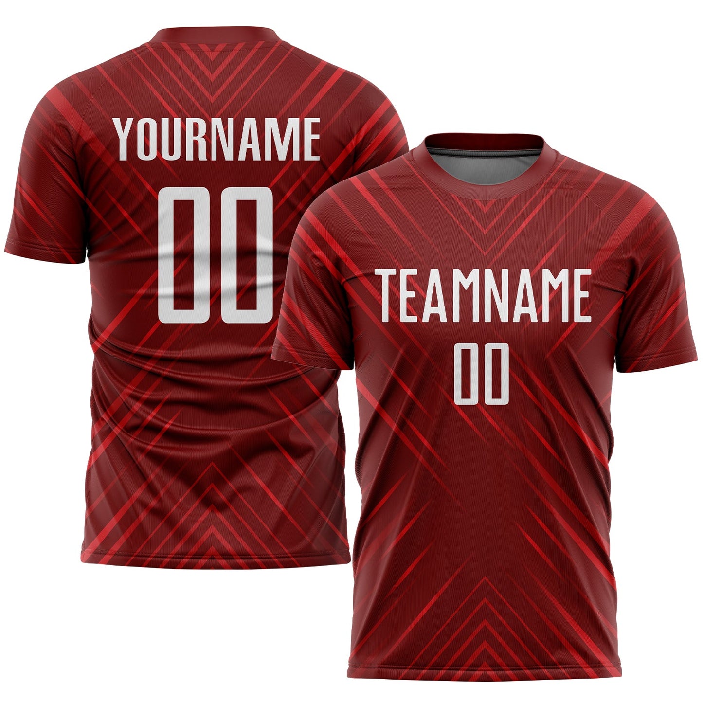 Custom Red White Sublimation Soccer Uniform Jersey - Main View