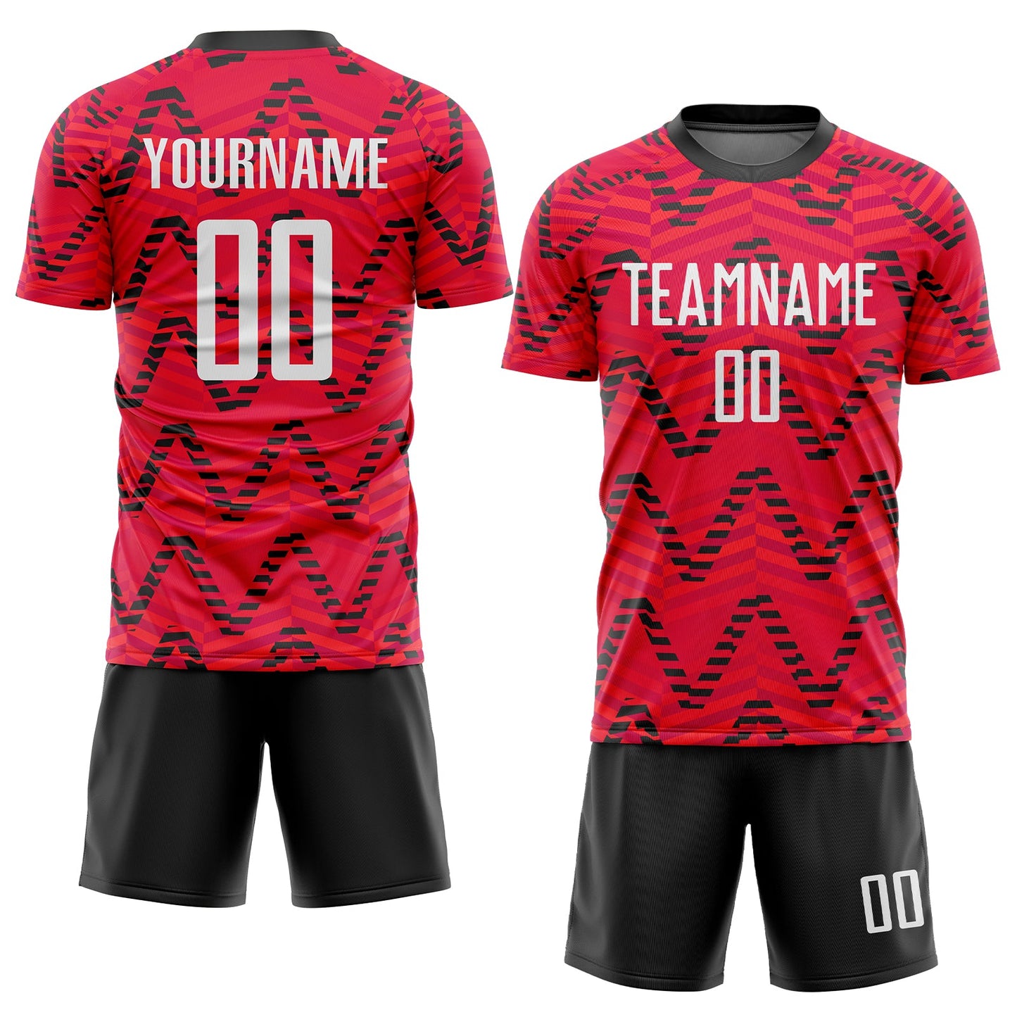 Custom Red White-Black Sublimation Soccer Uniform Jersey view 2