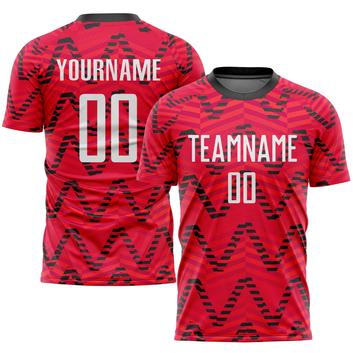 Custom Red White-Black Sublimation Soccer Uniform Jersey - Main View