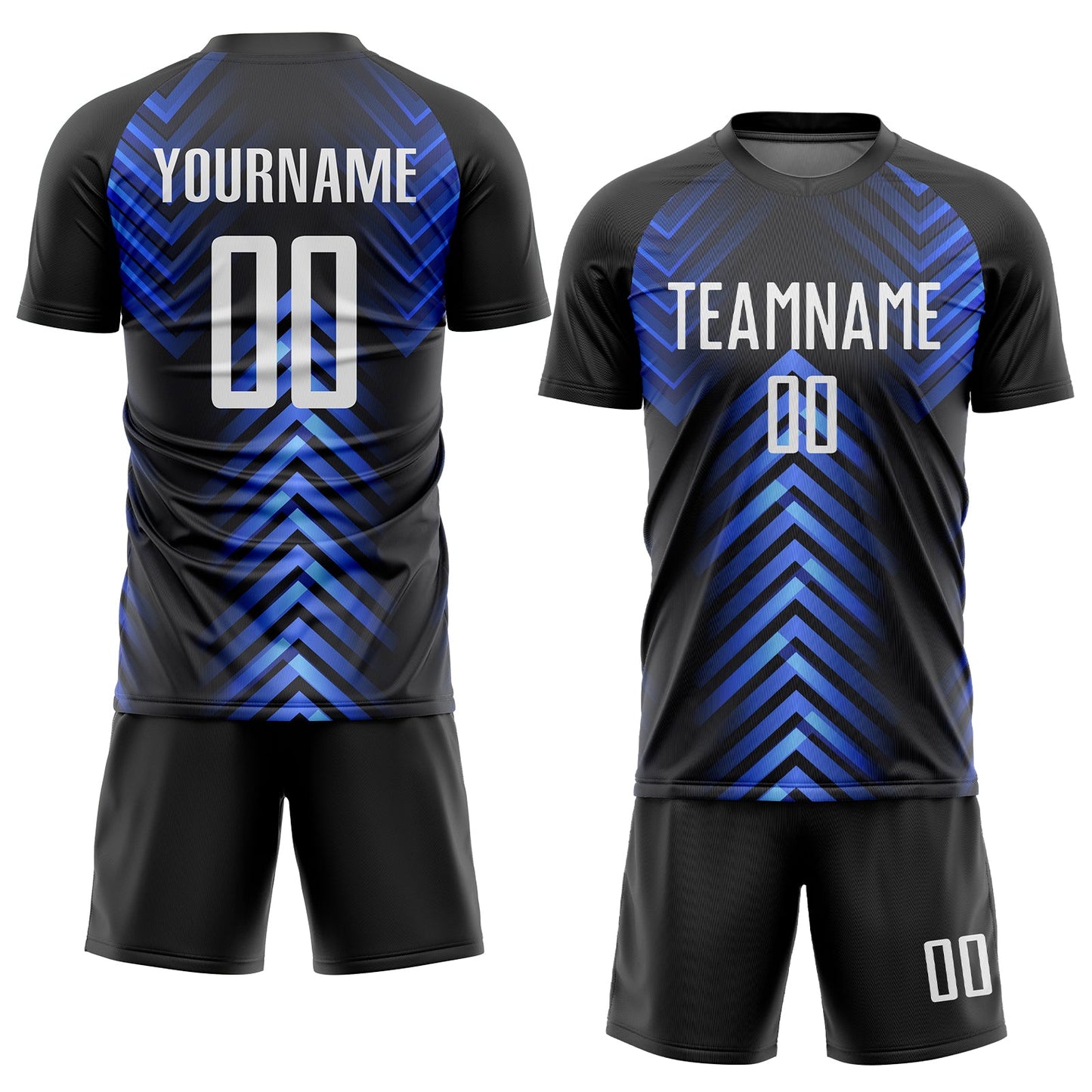 Custom Black White-Royal Sublimation Soccer Uniform Jersey view 2