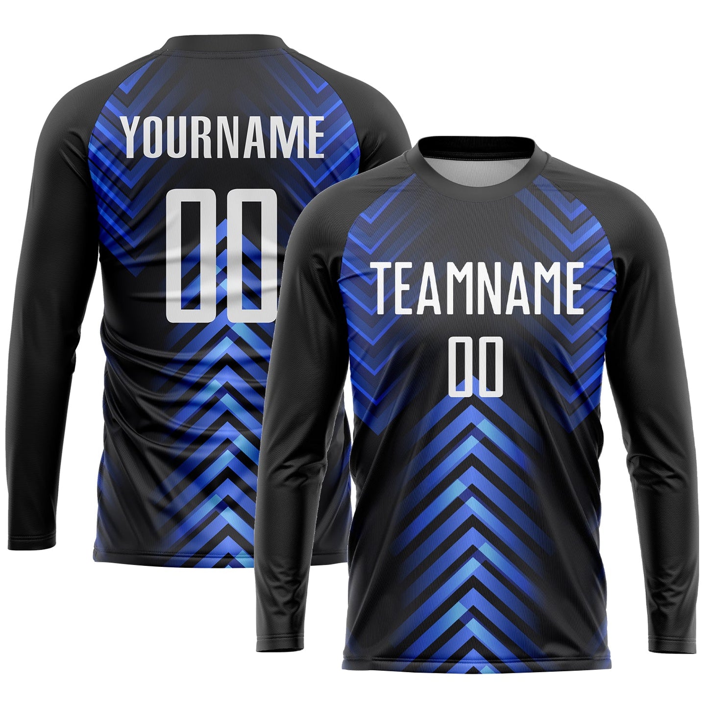 Custom Black White-Royal Sublimation Soccer Uniform Jersey view 3