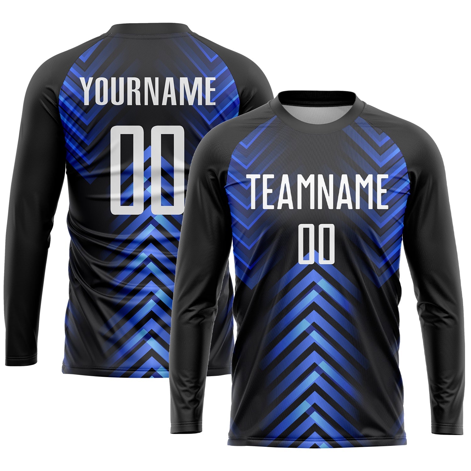 Custom Black White-Royal Sublimation Soccer Uniform Jersey view 3