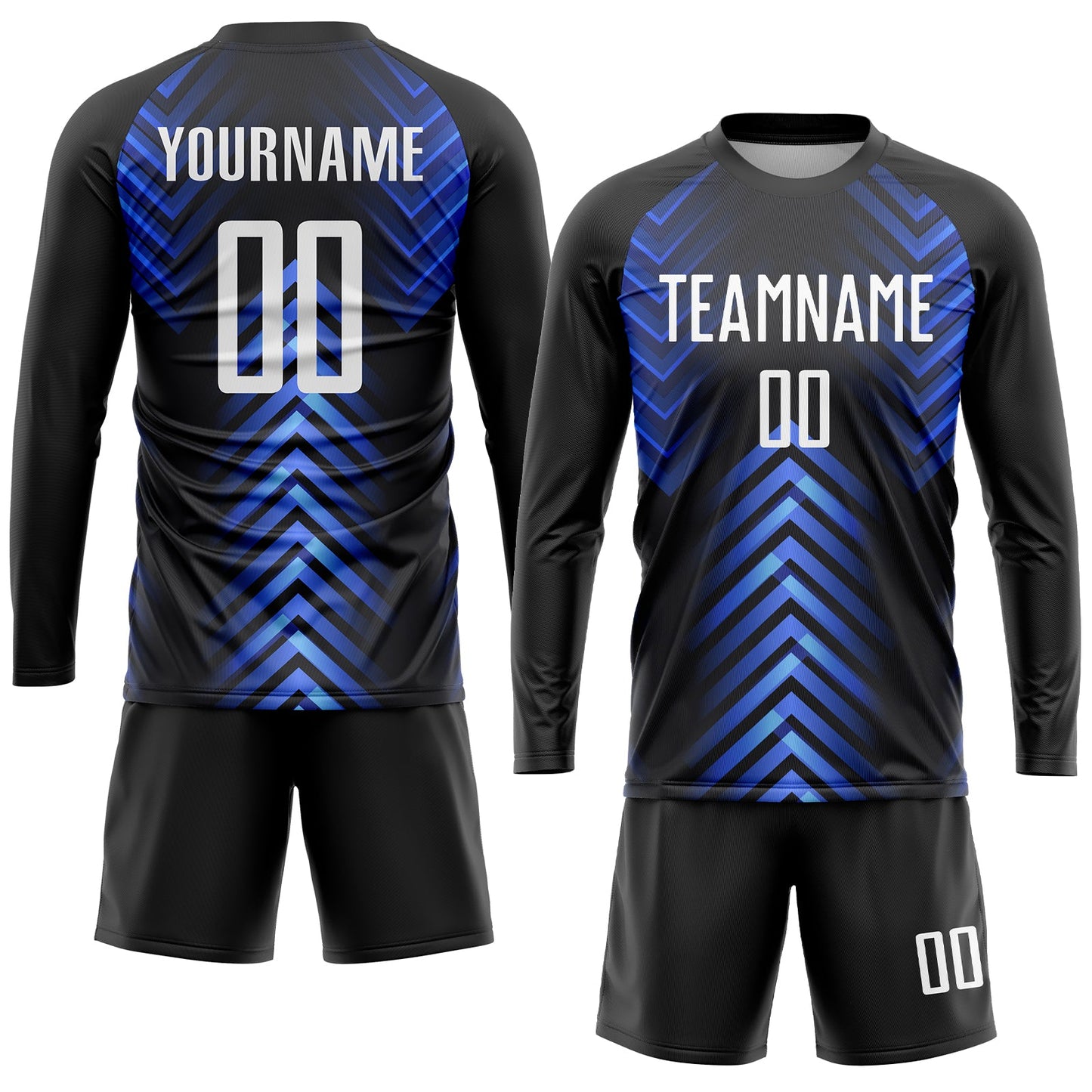 Custom Black White-Royal Sublimation Soccer Uniform Jersey view 4