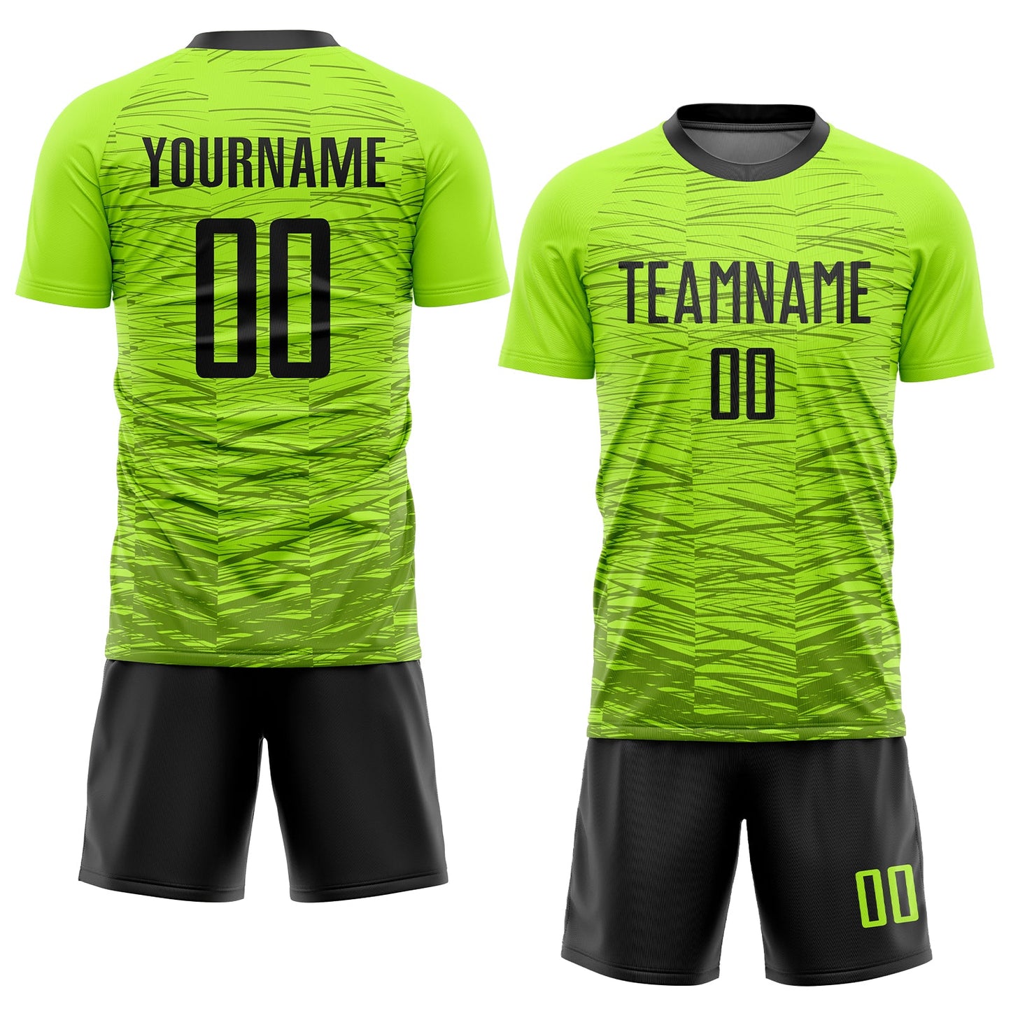 Custom Neon Green Black Sublimation Soccer Uniform Jersey view 2