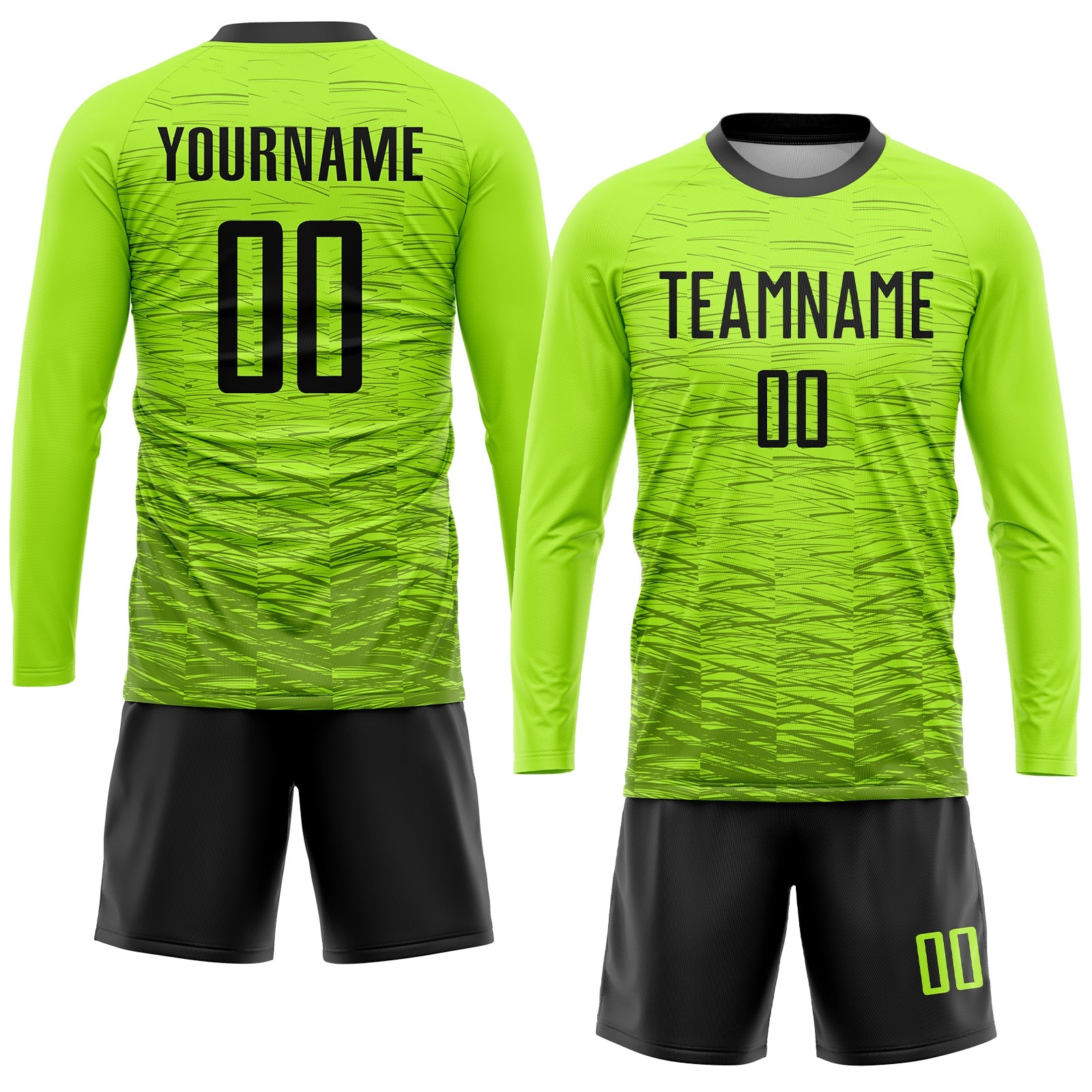 Custom Neon Green Black Sublimation Soccer Uniform Jersey view 4