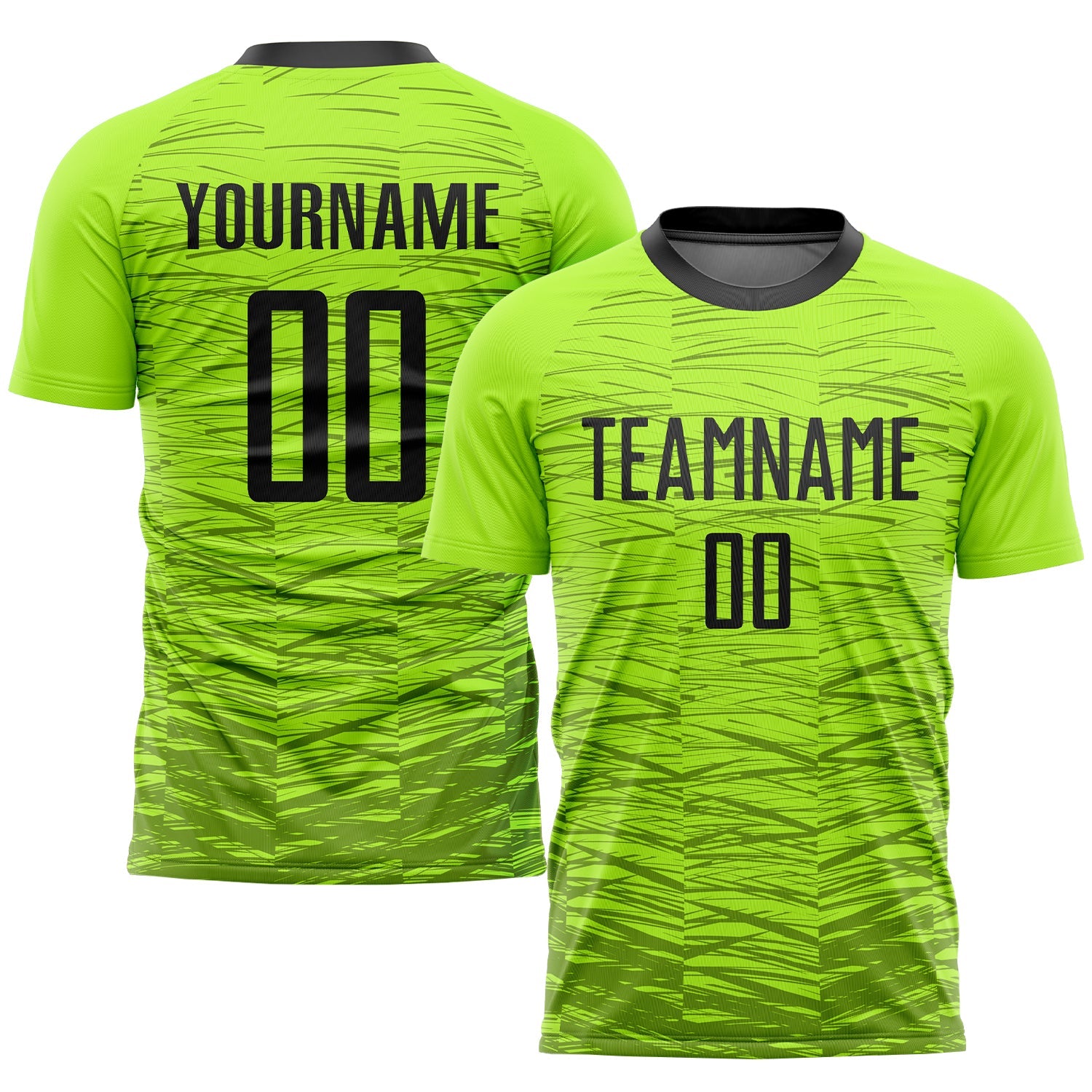 Custom Neon Green Black Sublimation Soccer Uniform Jersey - Main View