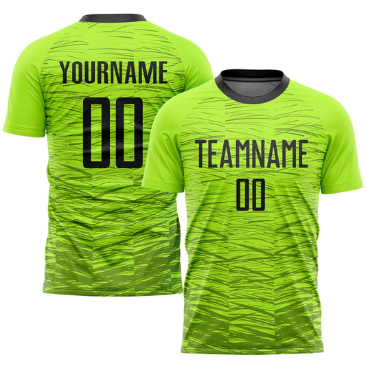 Custom Neon Green Black Sublimation Soccer Uniform Jersey - Main View