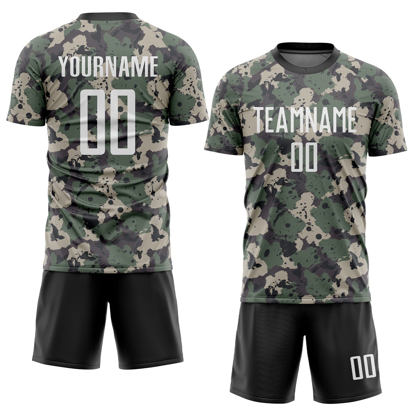 Custom Camo White-Black Sublimation Salute To Service Soccer Uniform Jersey view 2