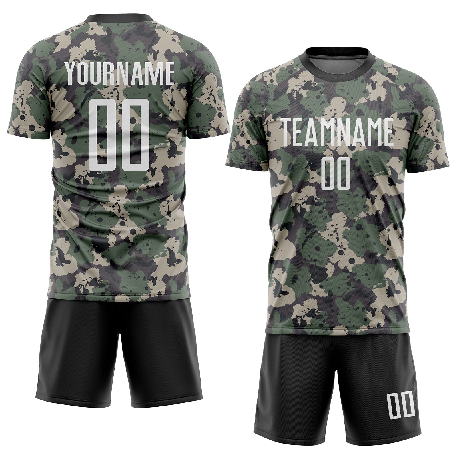 Custom Camo White-Black Sublimation Salute To Service Soccer Uniform Jersey view 2