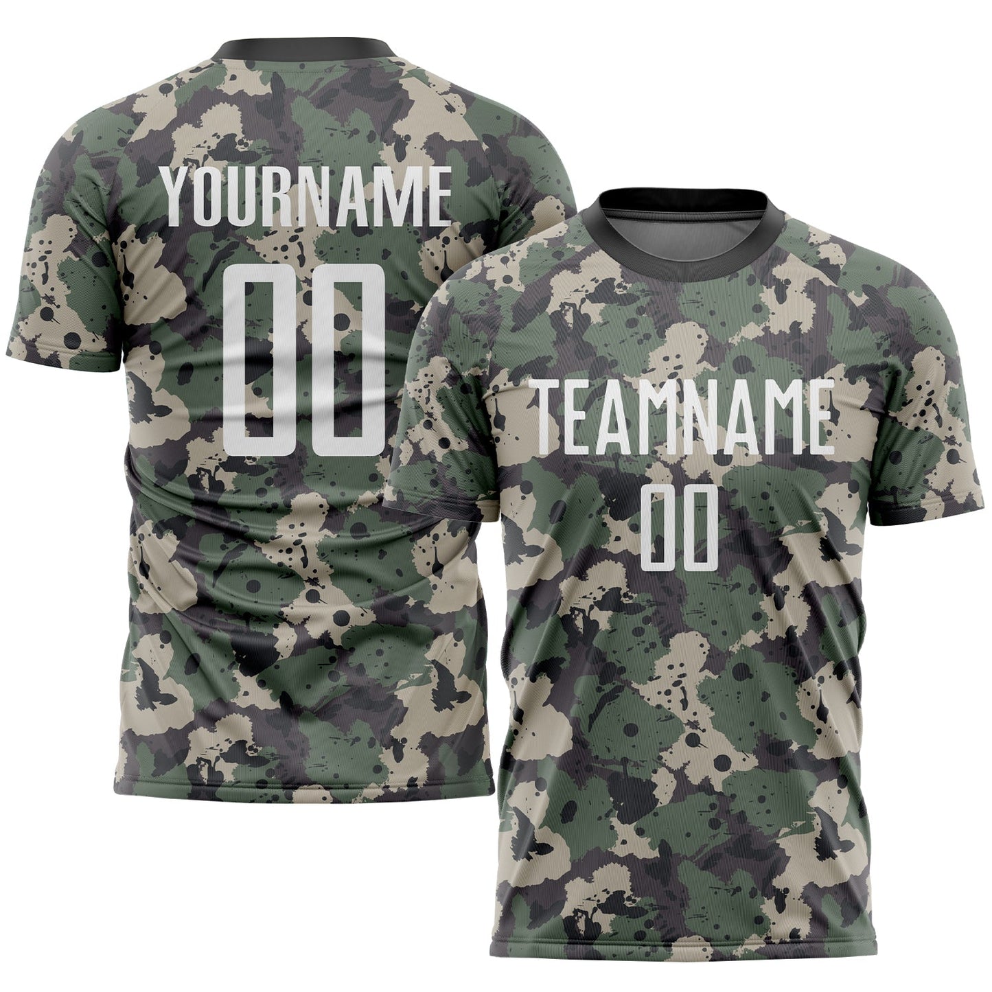 Custom Camo White-Black Sublimation Salute To Service Soccer Uniform Jersey - Main View