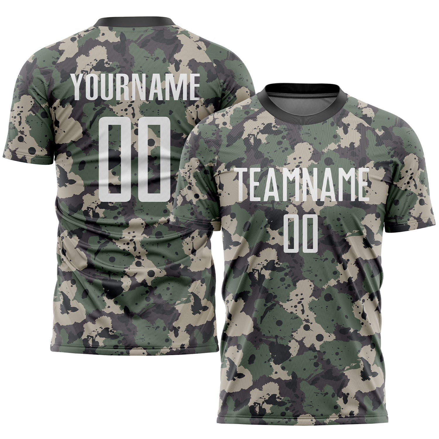 Custom Camo White-Black Sublimation Salute To Service Soccer Uniform Jersey - Main View