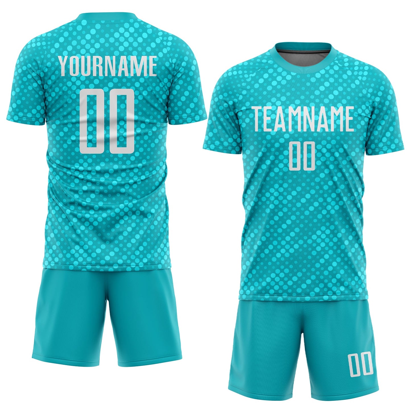 Custom Aqua White Sublimation Soccer Uniform Jersey view 2