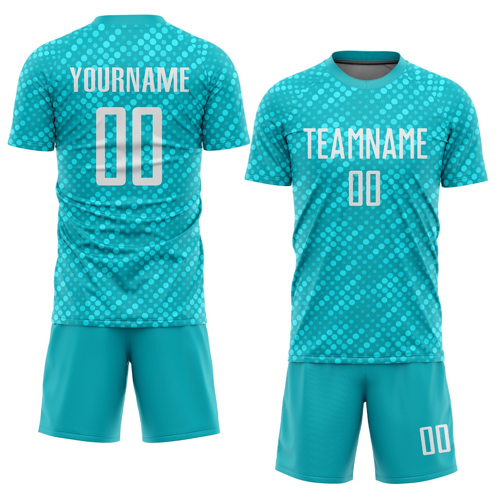 Custom Aqua White Sublimation Soccer Uniform Jersey view 2