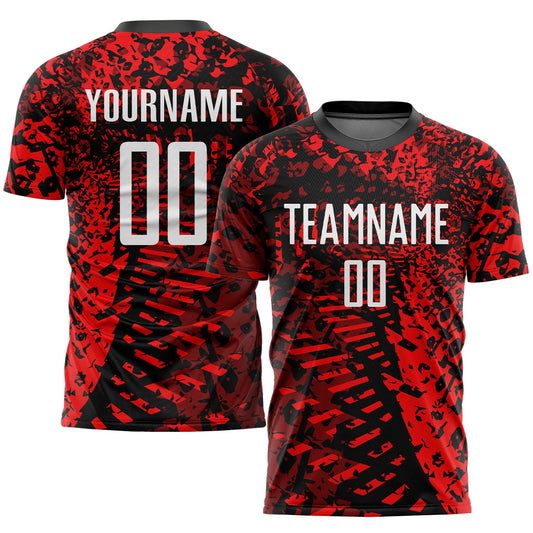 Custom Red Black-White Sublimation Soccer Uniform Jersey - Main View