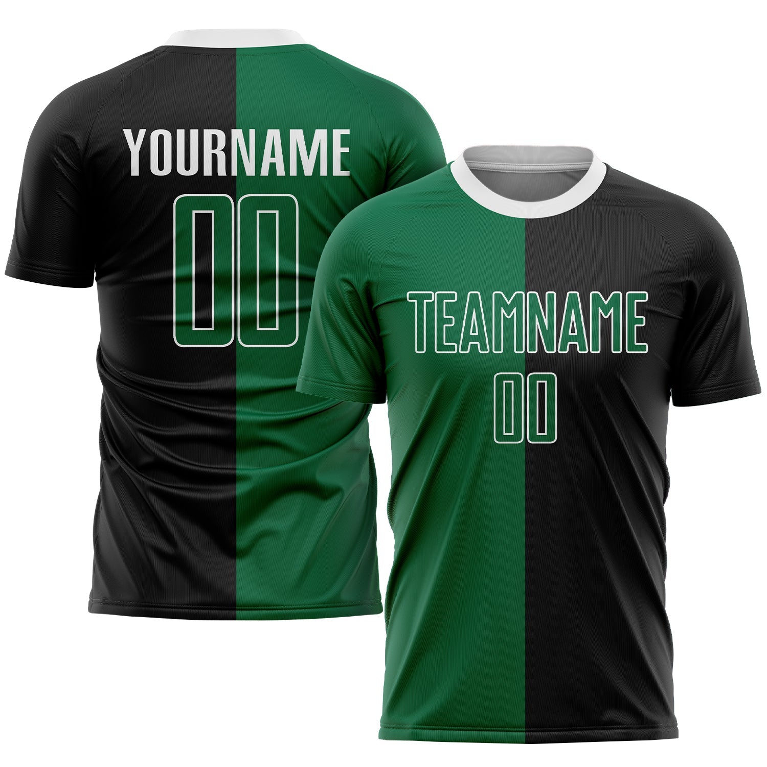 Custom Black Kelly Green-White Sublimation Split Fashion Soccer Uniform Jersey - Main View