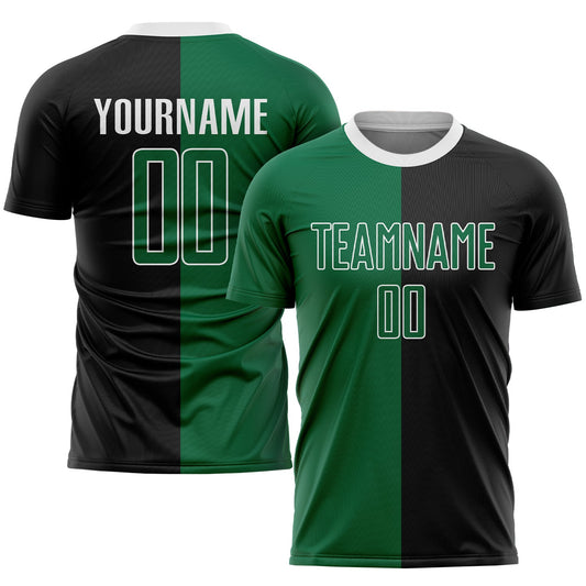 Custom Black Kelly Green-White Sublimation Split Fashion Soccer Uniform Jersey - Main View
