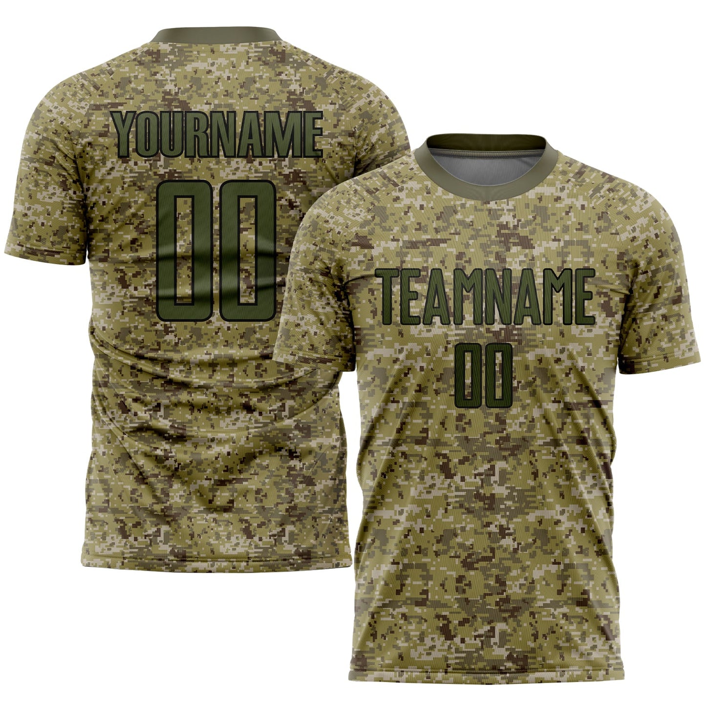 Custom Camo Olive-Black Sublimation Salute To Service Soccer Uniform Jersey - Main View