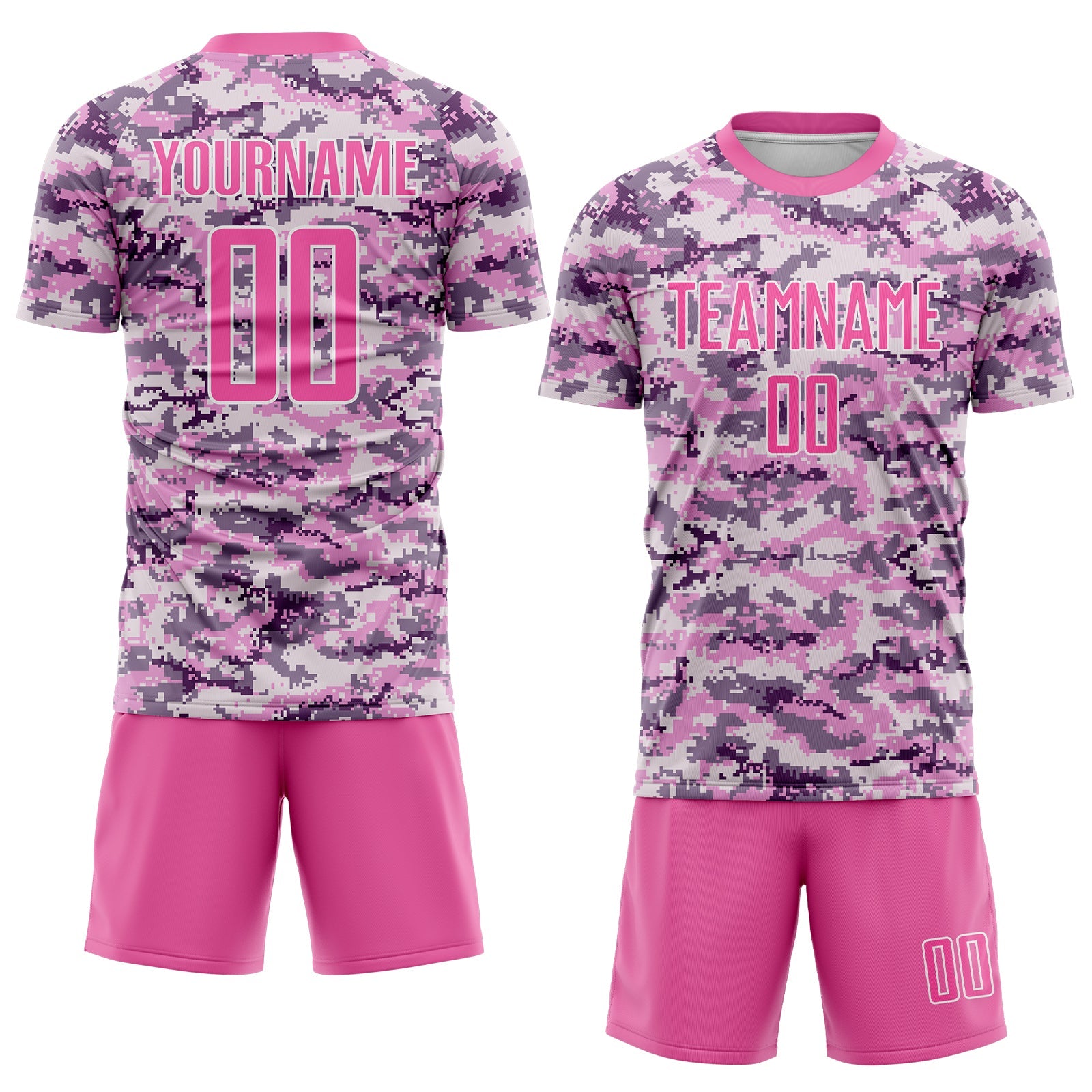 Custom Camo Pink-White Sublimation Salute To Service Soccer Uniform Jersey view 2