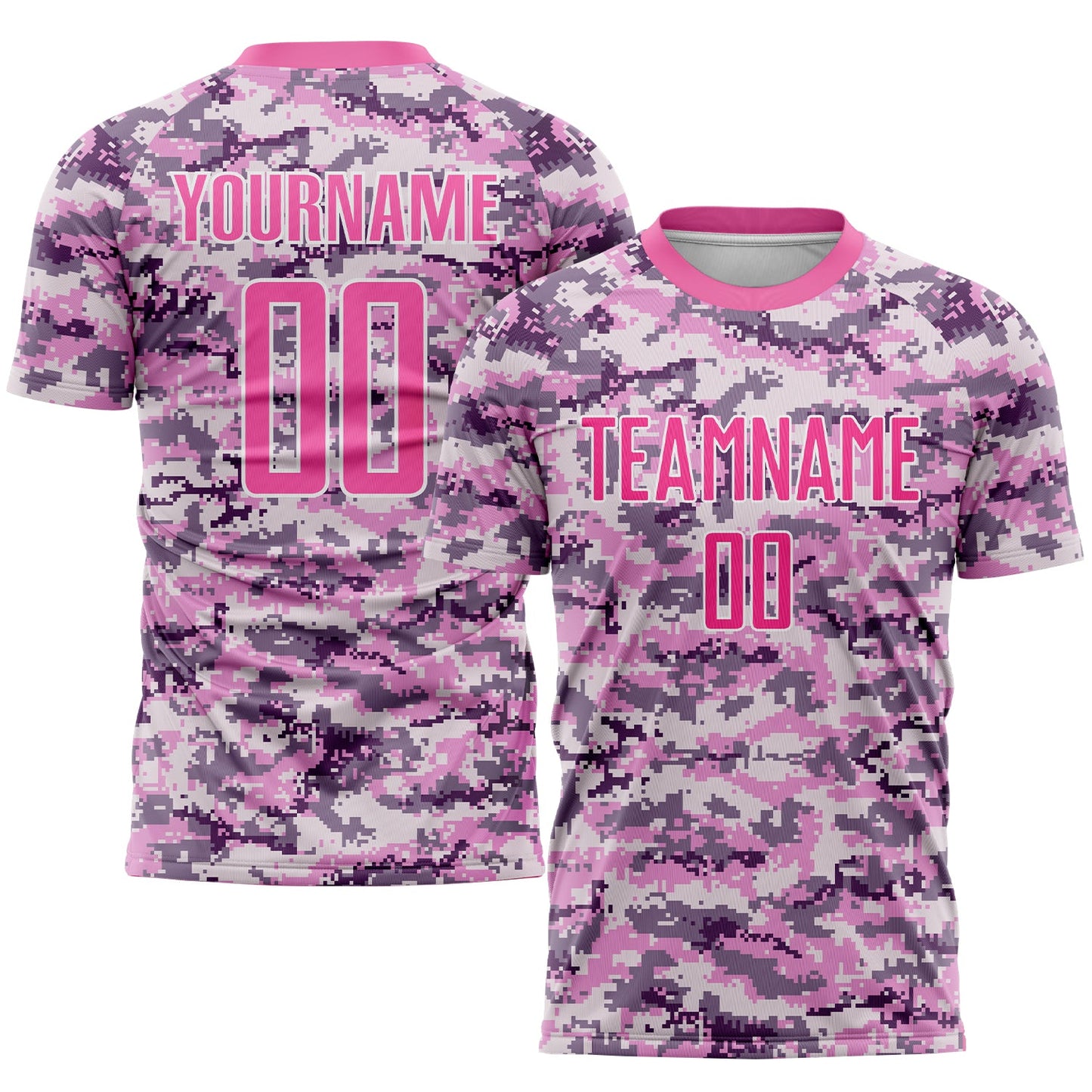 Custom Camo Pink-White Sublimation Salute To Service Soccer Uniform Jersey - Main View