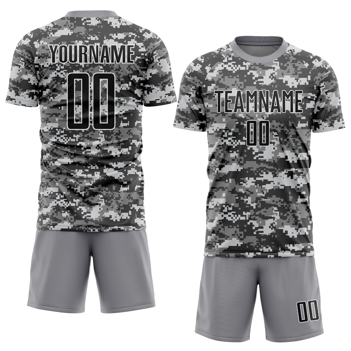 Custom Camo Black-Gray Sublimation Salute To Service Soccer Uniform Jersey view 2
