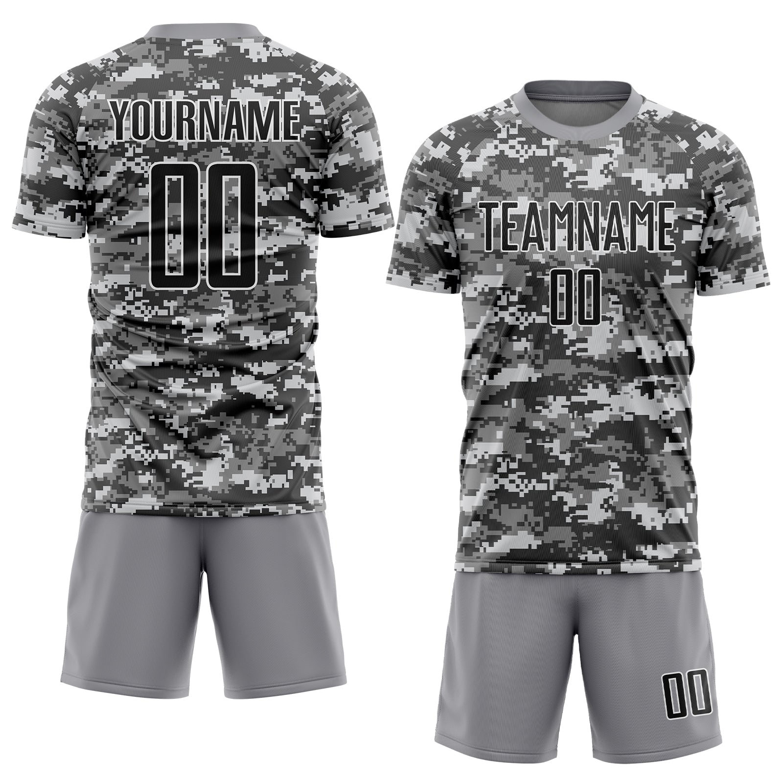 Custom Camo Black-Gray Sublimation Salute To Service Soccer Uniform Jersey view 2