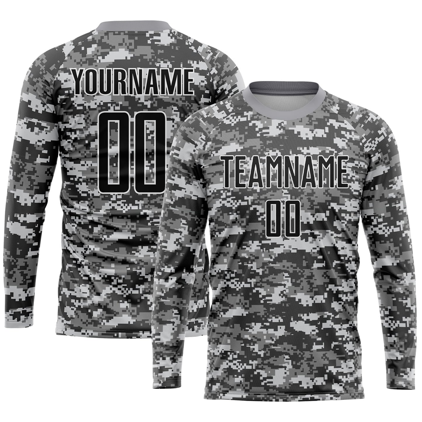 Custom Camo Black-Gray Sublimation Salute To Service Soccer Uniform Jersey view 3