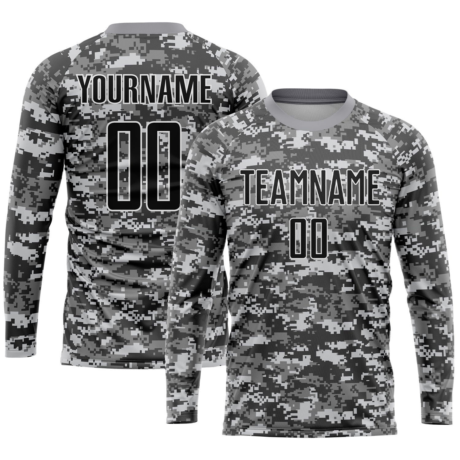 Custom Camo Black-Gray Sublimation Salute To Service Soccer Uniform Jersey view 3