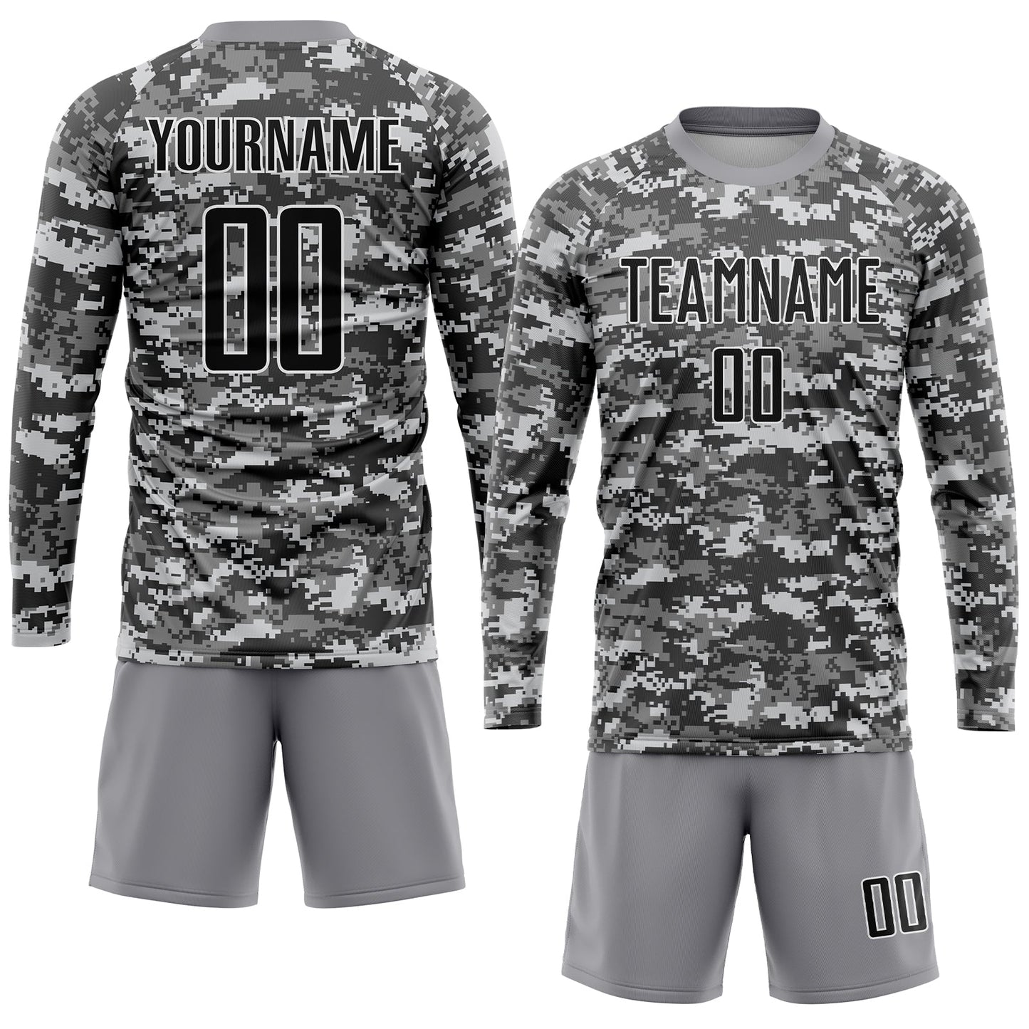 Custom Camo Black-Gray Sublimation Salute To Service Soccer Uniform Jersey view 4