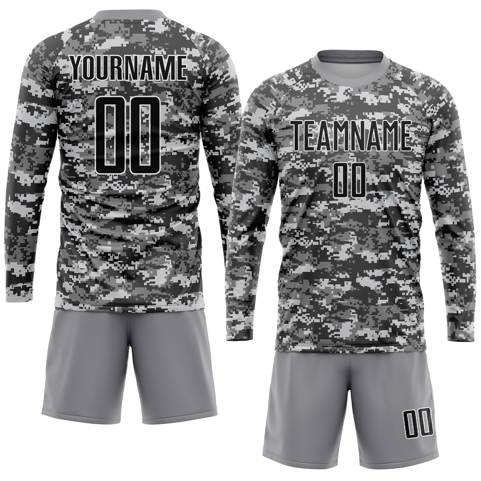 Custom Camo Black-Gray Sublimation Salute To Service Soccer Uniform Jersey view 4