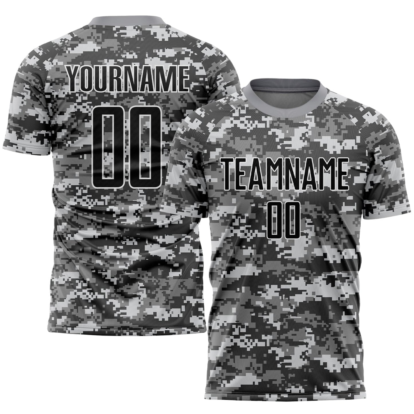 Custom Camo Black-Gray Sublimation Salute To Service Soccer Uniform Jersey - Main View