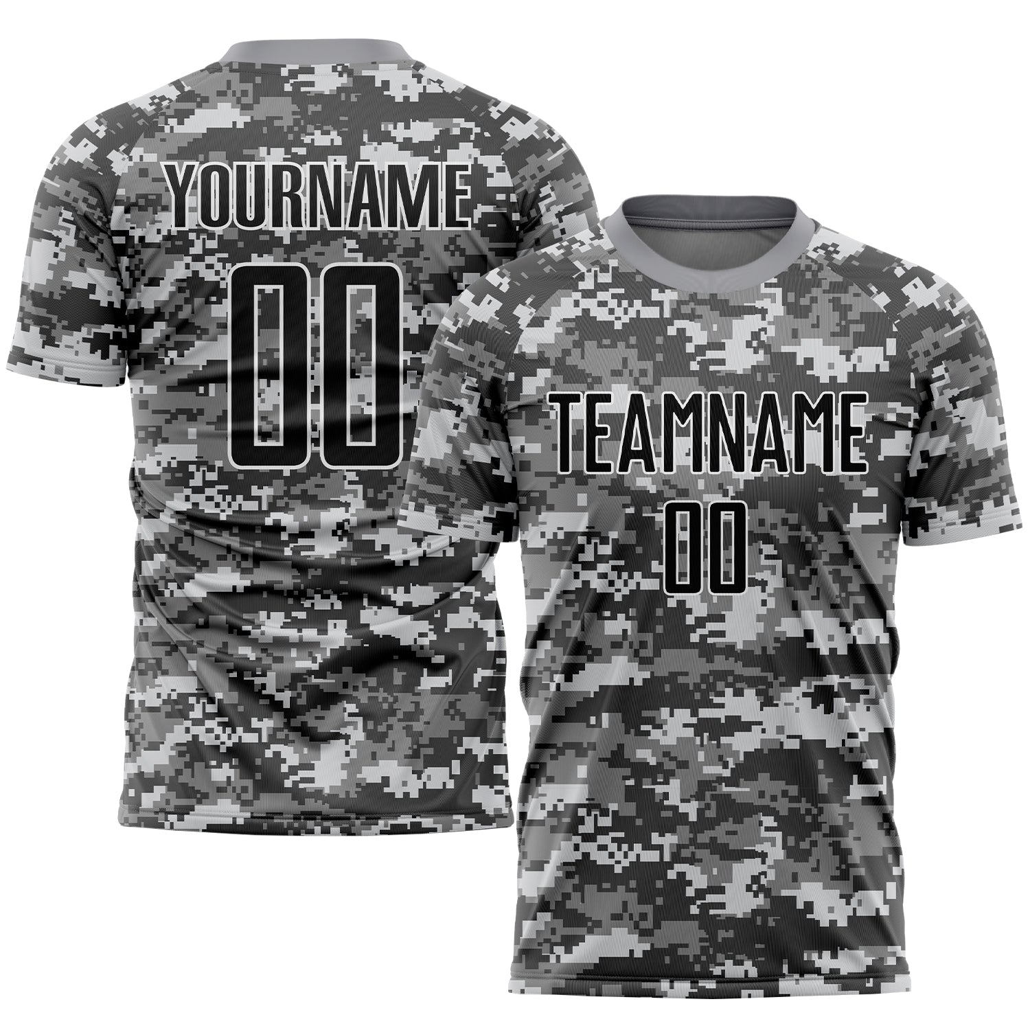Custom Camo Black-Gray Sublimation Salute To Service Soccer Uniform Jersey - Main View