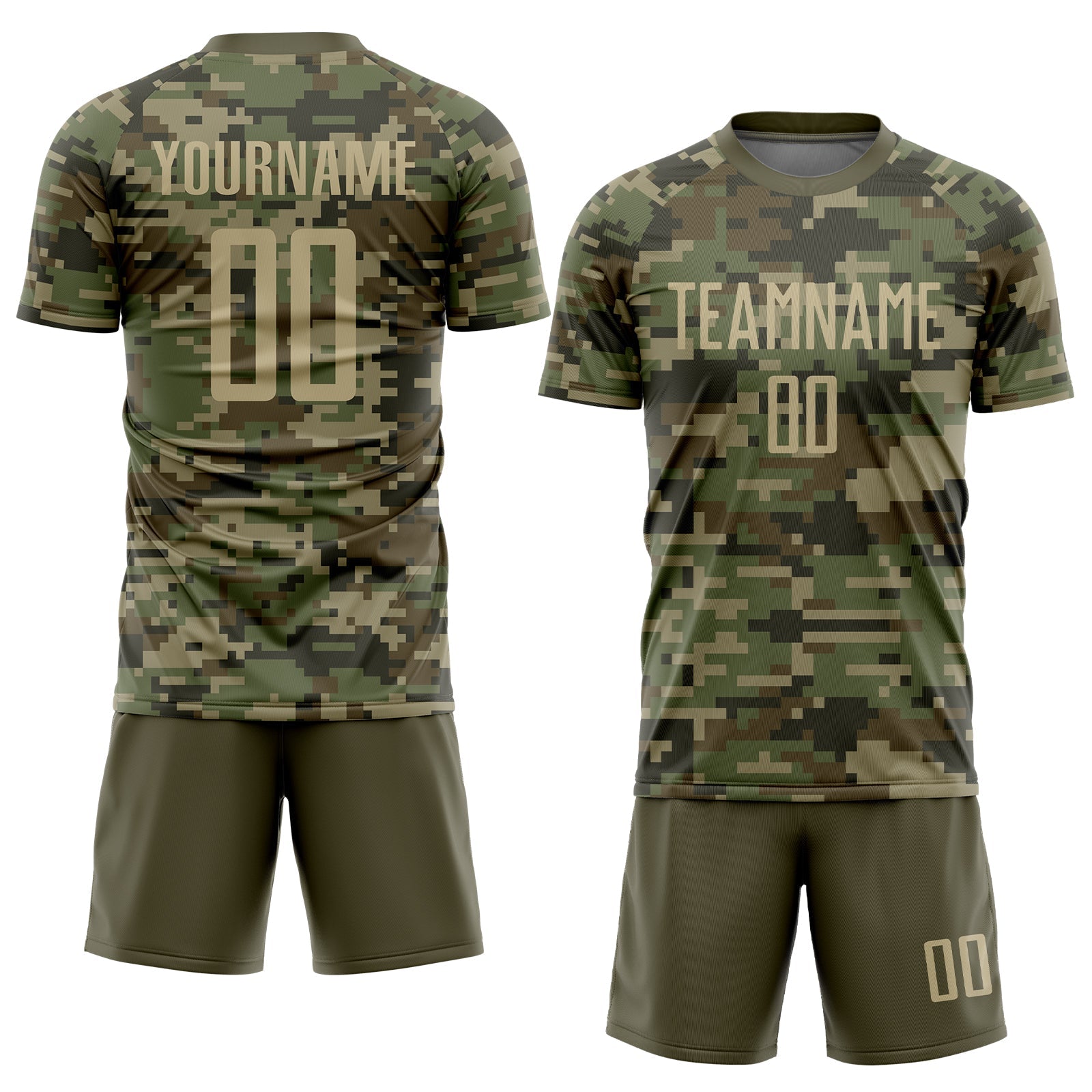 Custom Camo Vegas Gold-Olive Sublimation Salute To Service Soccer Uniform Jersey view 2