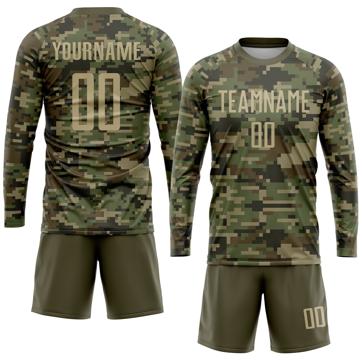 Custom Camo Vegas Gold-Olive Sublimation Salute To Service Soccer Uniform Jersey view 4