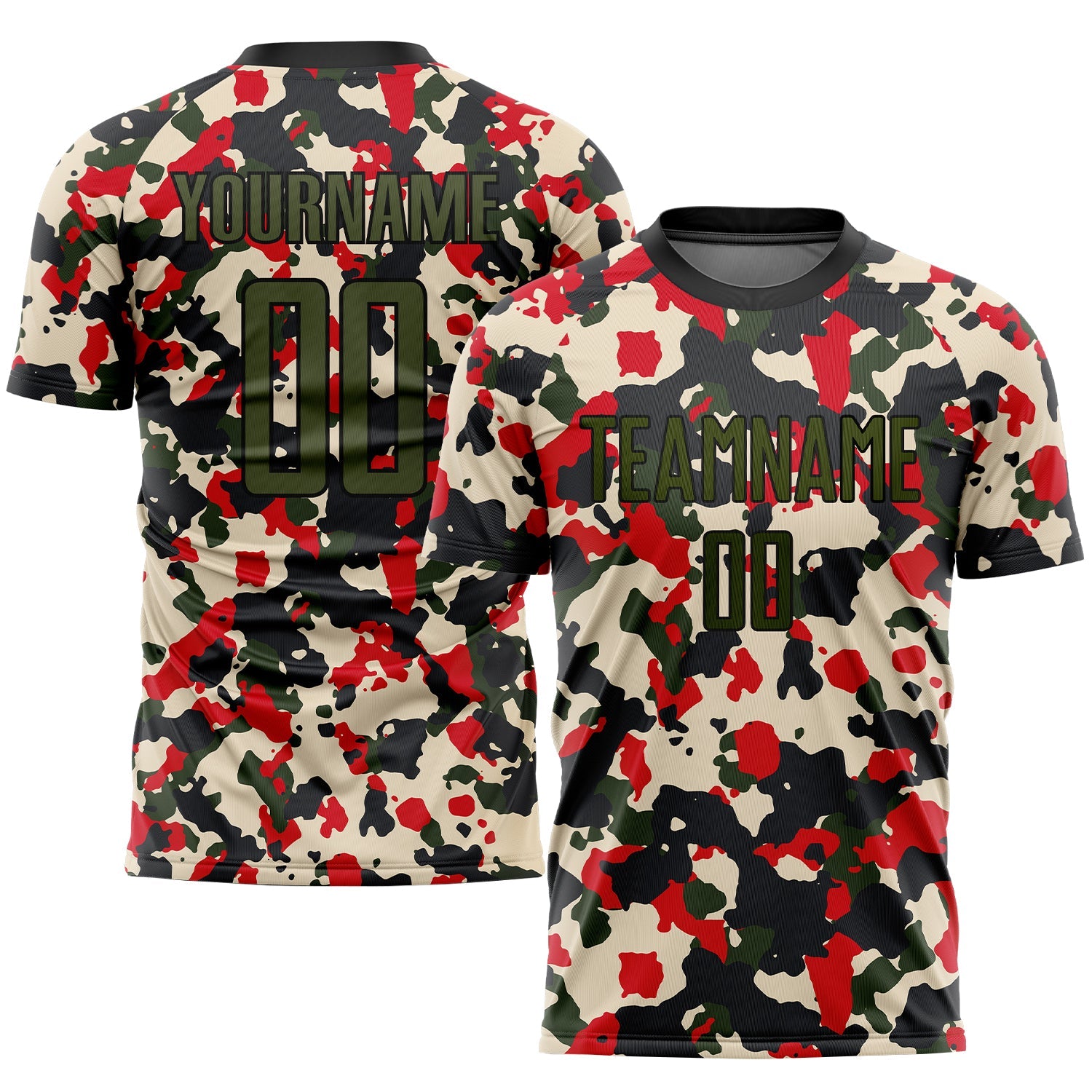 Custom Camo Olive-Black Sublimation Salute To Service Soccer Uniform Jersey - Main View