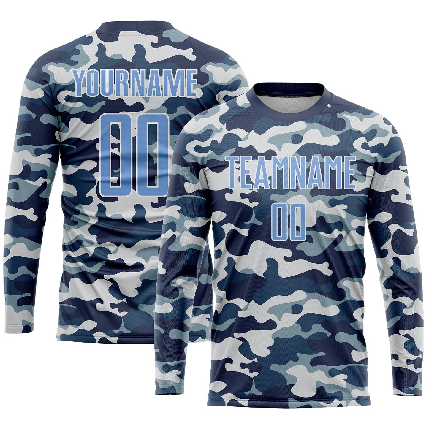 Custom Camo Light Blue-Royal Sublimation Salute To Service Soccer Uniform Jersey view 3