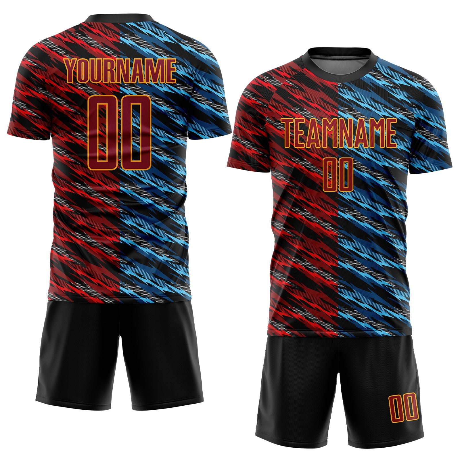 Custom Camo Crimson-Black Sublimation Salute To Service Soccer Uniform Jersey view 2