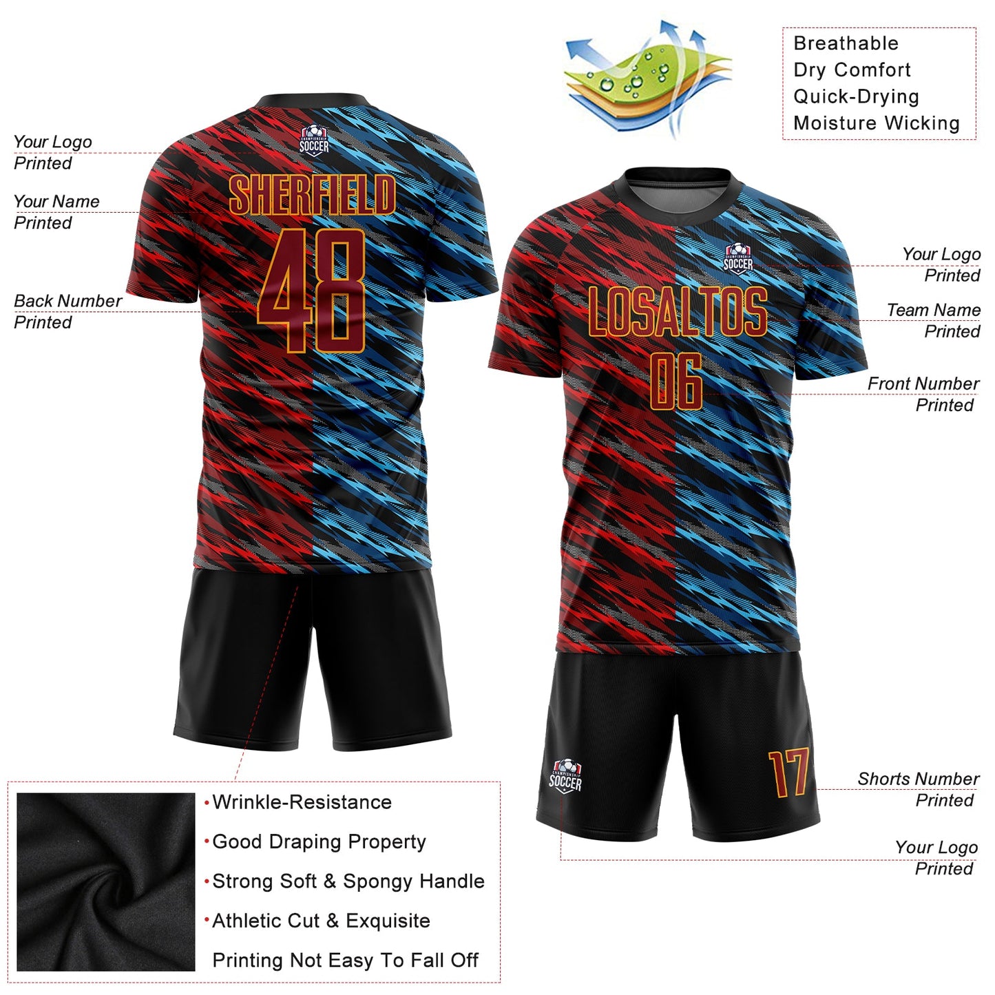 Custom Camo Crimson-Black Sublimation Salute To Service Soccer Uniform Jersey view 3