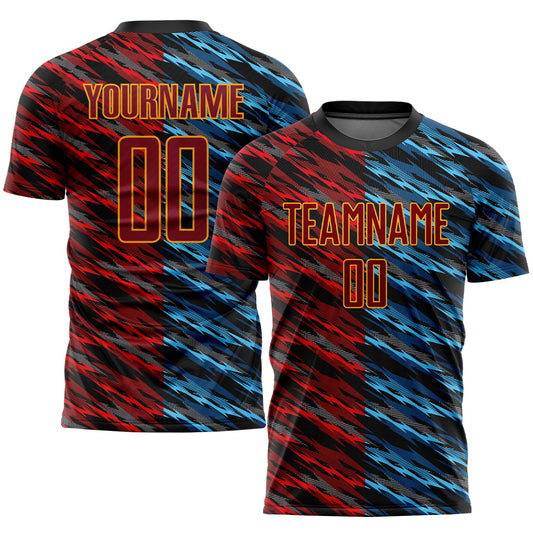 Custom Camo Crimson-Black Sublimation Salute To Service Soccer Uniform Jersey - Main View