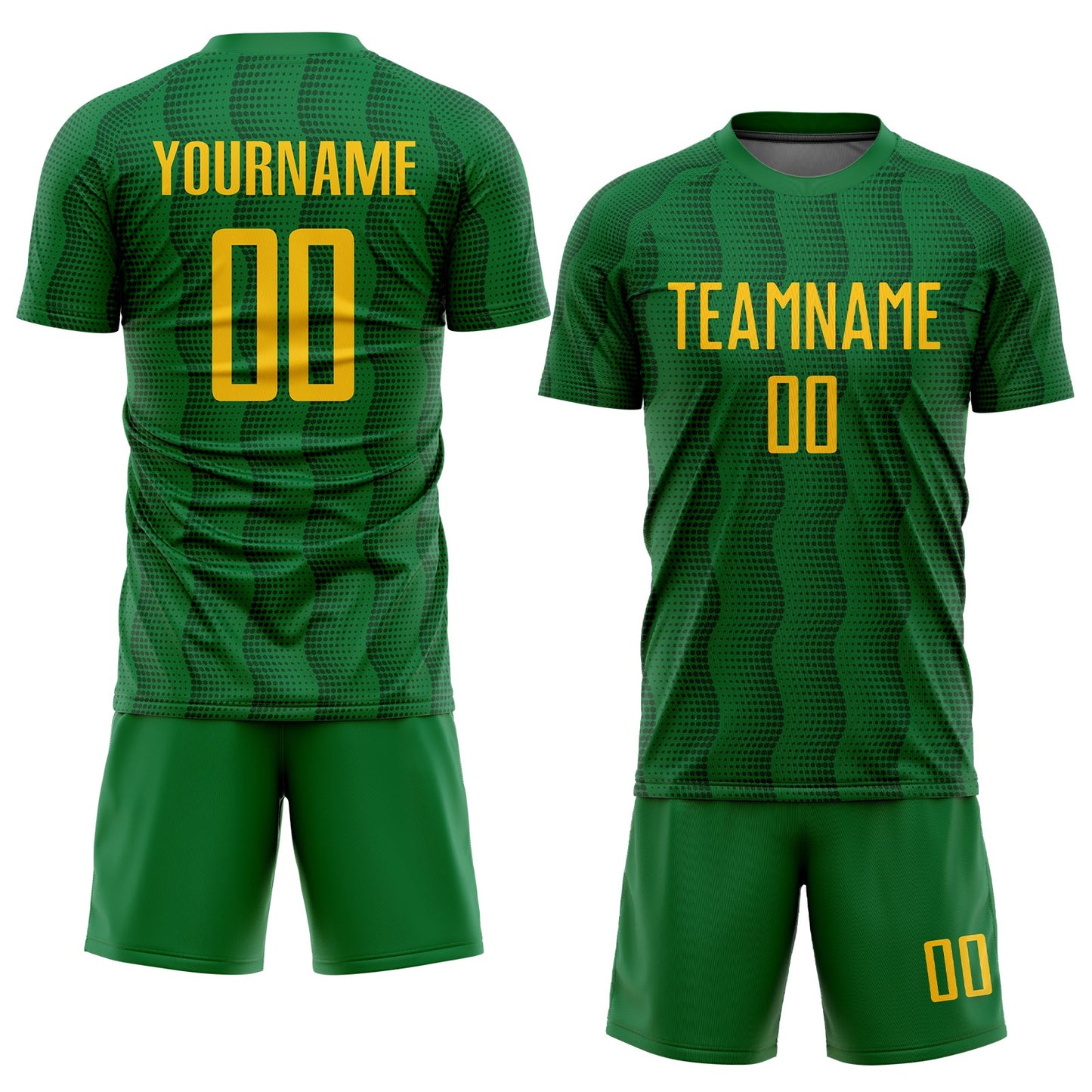 Custom Kelly Green Gold Sublimation Soccer Uniform Jersey view 2