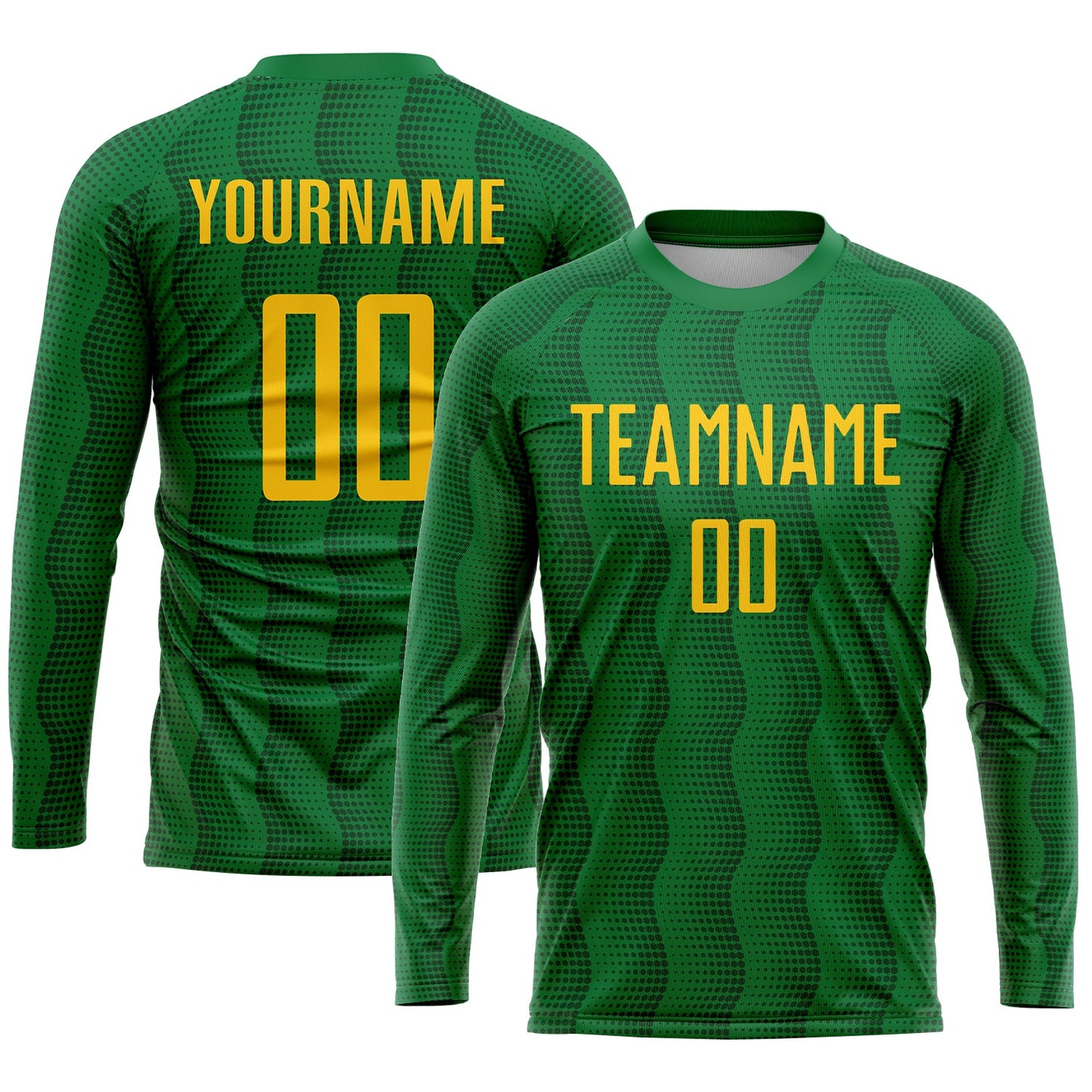 Custom Kelly Green Gold Sublimation Soccer Uniform Jersey view 3