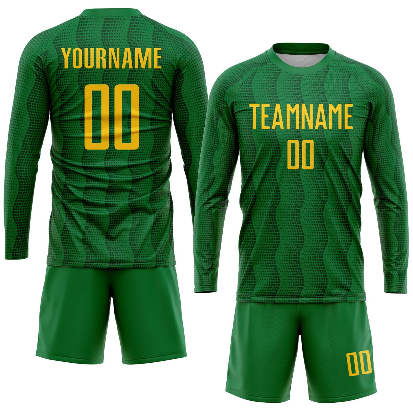 Custom Kelly Green Gold Sublimation Soccer Uniform Jersey view 4
