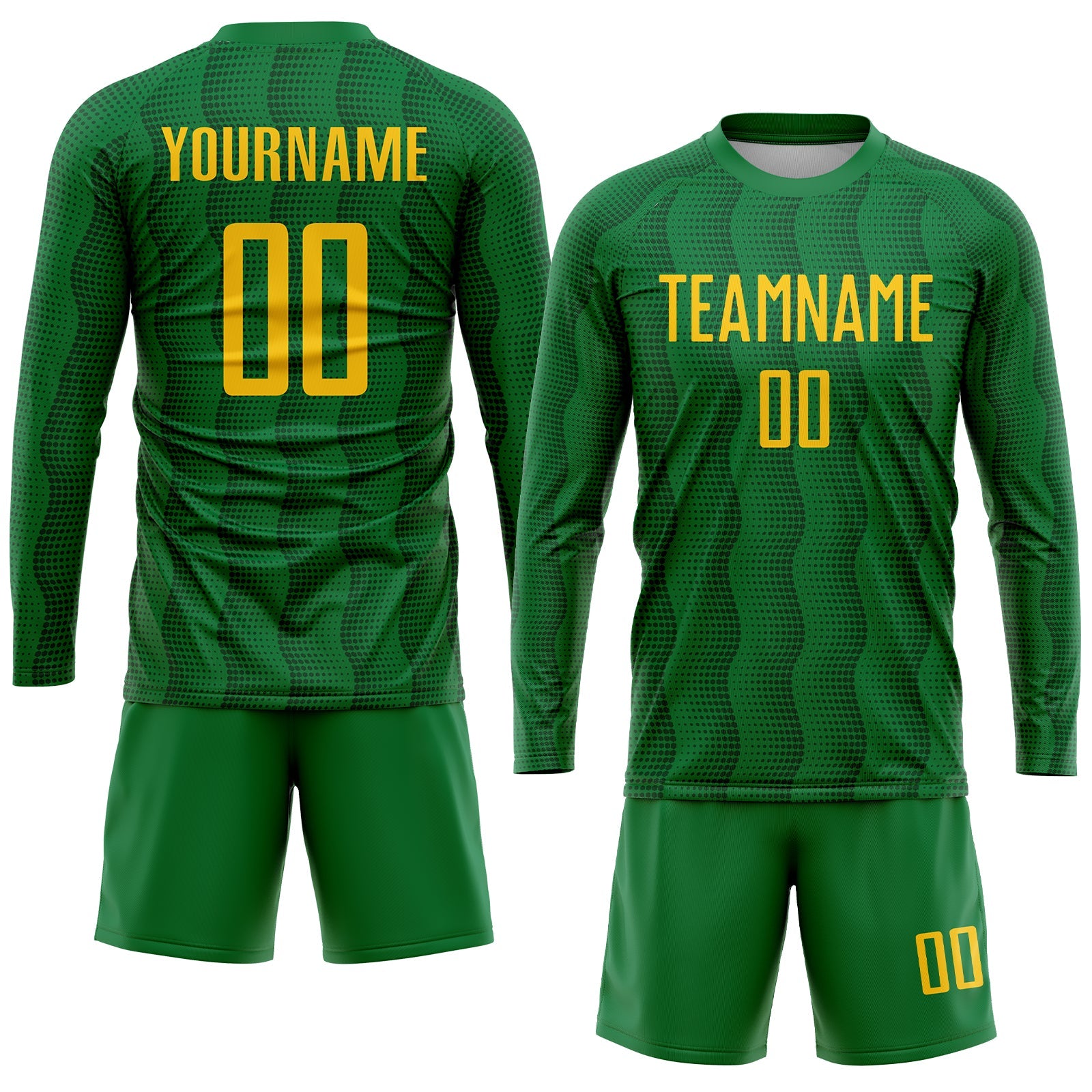 Custom Kelly Green Gold Sublimation Soccer Uniform Jersey view 4
