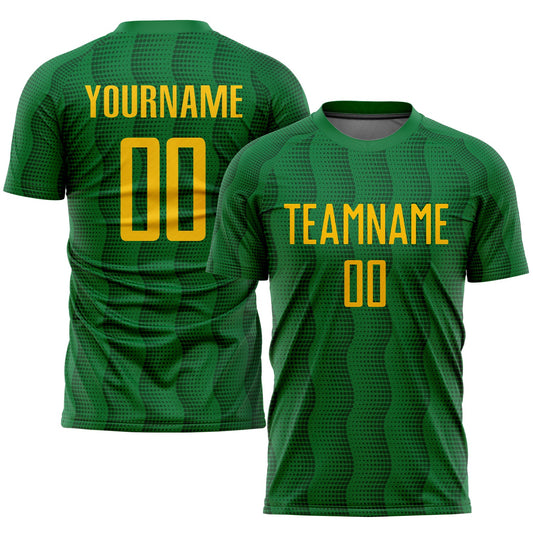 Custom Kelly Green Gold Sublimation Soccer Uniform Jersey - Main View