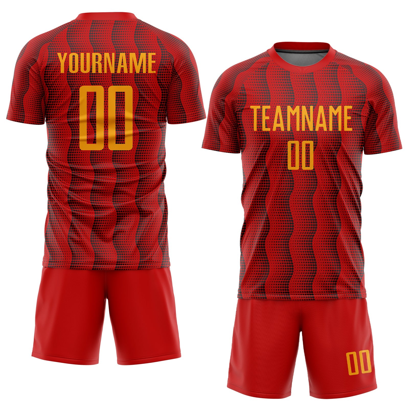 Custom Red Gold Sublimation Soccer Uniform Jersey view 2