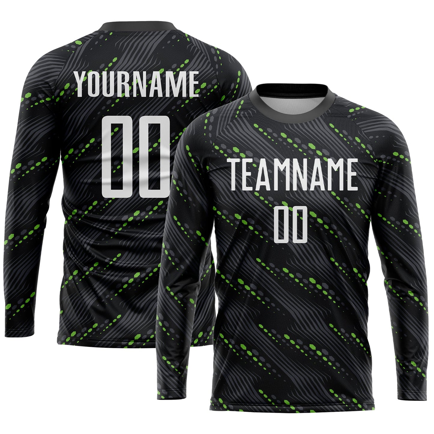 Custom Black White-Kelly Green Sublimation Soccer Uniform Jersey view 3