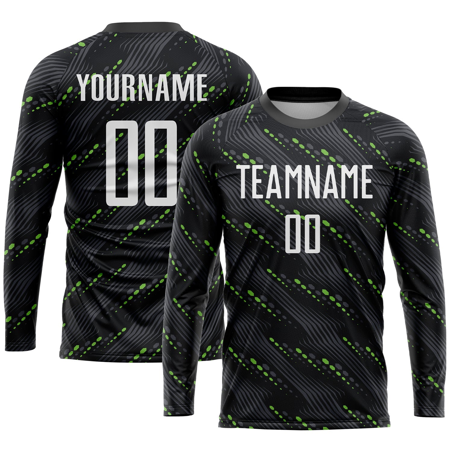 Custom Black White-Kelly Green Sublimation Soccer Uniform Jersey view 3