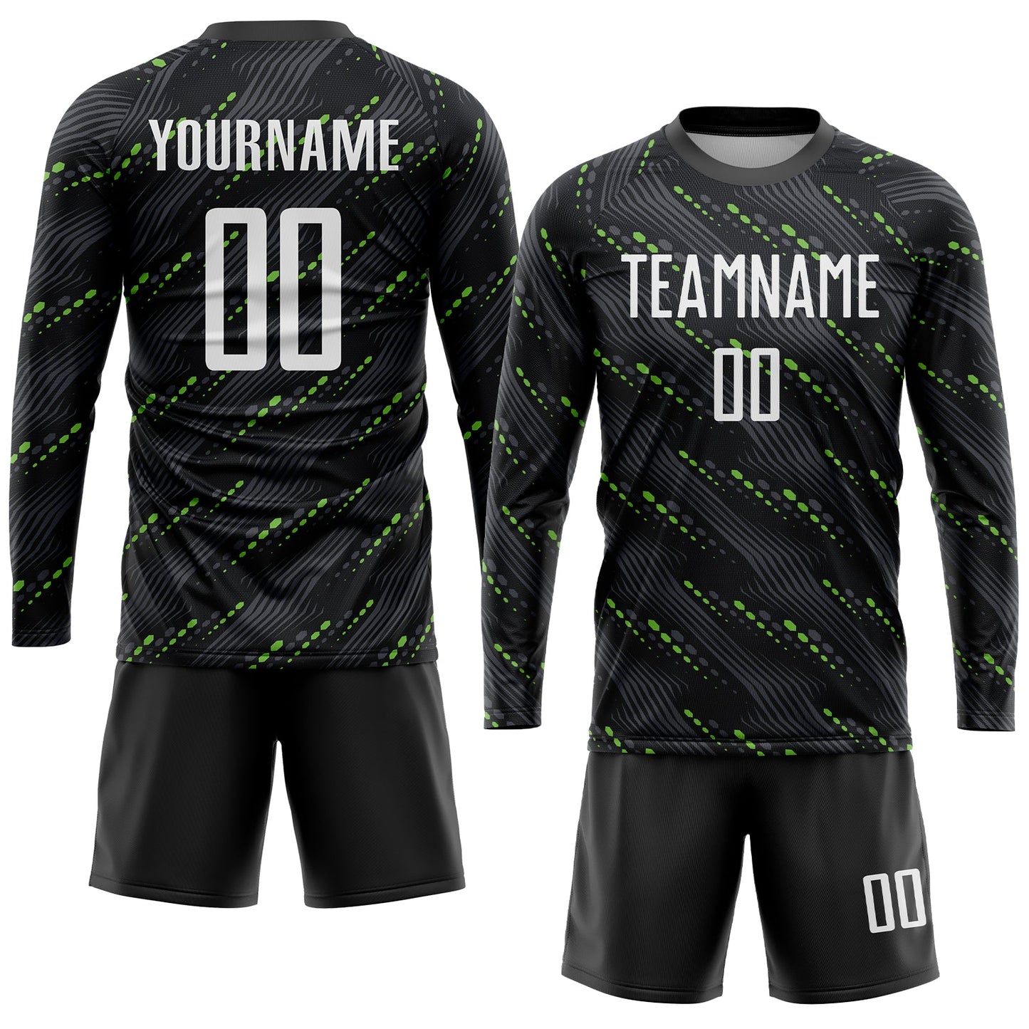 Custom Black White-Kelly Green Sublimation Soccer Uniform Jersey view 4