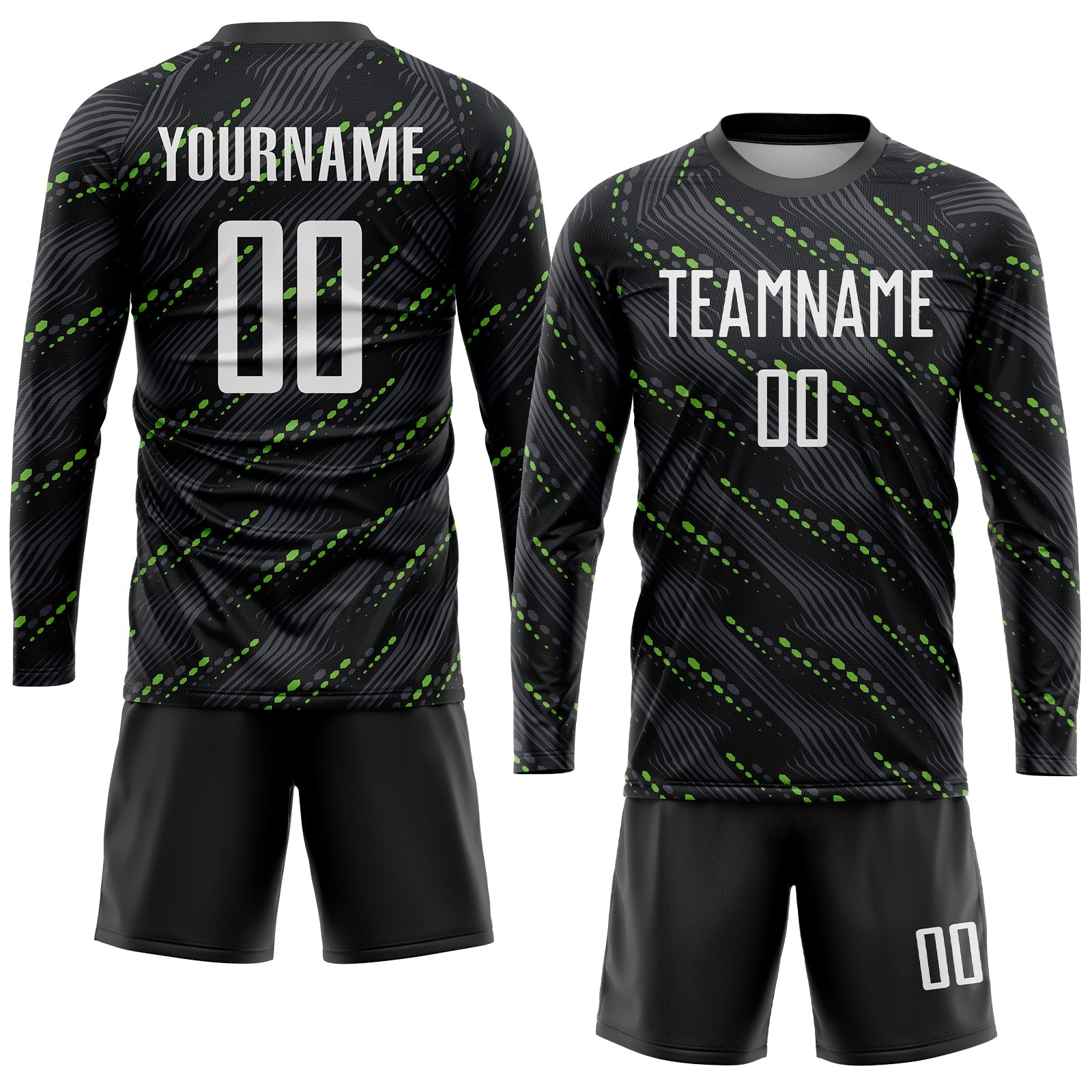 Custom Black White-Kelly Green Sublimation Soccer Uniform Jersey view 4