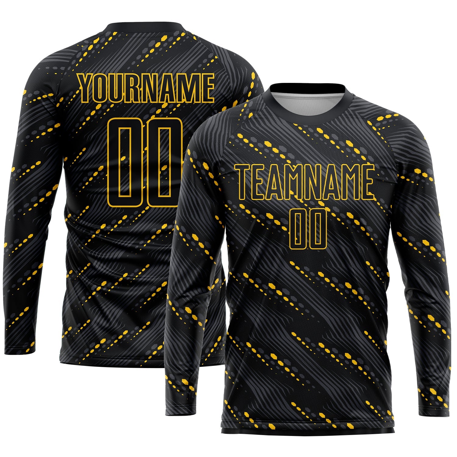 Custom Black Black-Gold Sublimation Soccer Uniform Jersey view 3