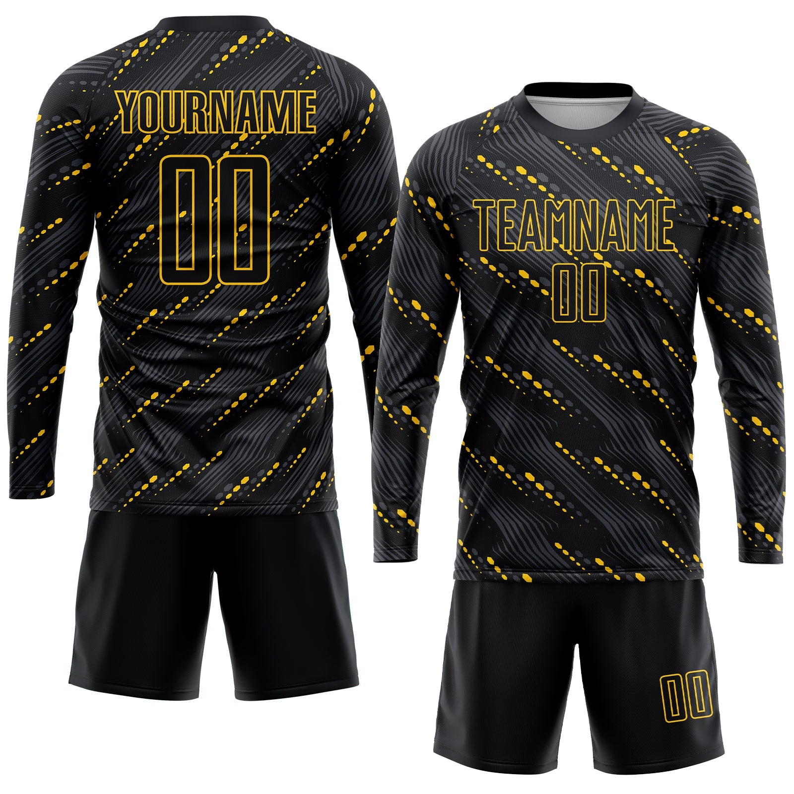 Custom Black Black-Gold Sublimation Soccer Uniform Jersey view 4
